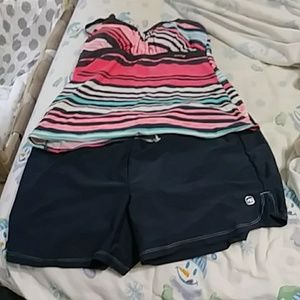 Coral gray two piece swimsuit